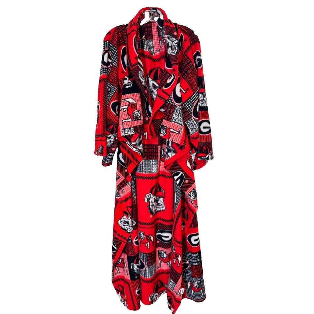 Georgia Bulldogs UGA Fleece Wearable Blanket with Sleeves Red Black